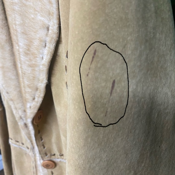 Vintage Genuine Suede Faux Sherpa Jacket MEDIUM Tan Boho - Picture 14 of 15